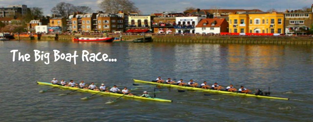 The annual boat race between Oxford and Cambridge.