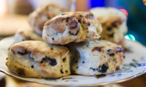 Currant scones on a plate