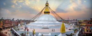 The Boudhanath Stupa in Kathmandu, Nepal.