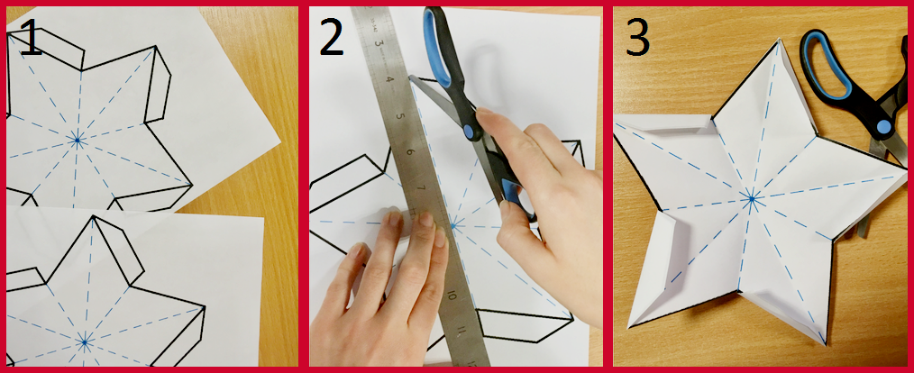 Star template scoring folding tabs and cutting out