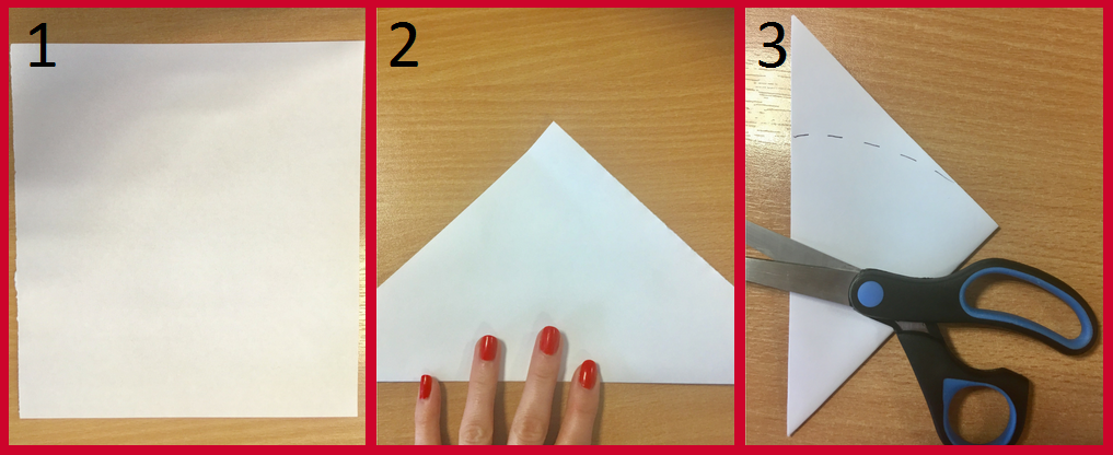 White paper, fold into a triangle and fold again and again