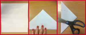 White paper, fold into a triangle and fold again and again