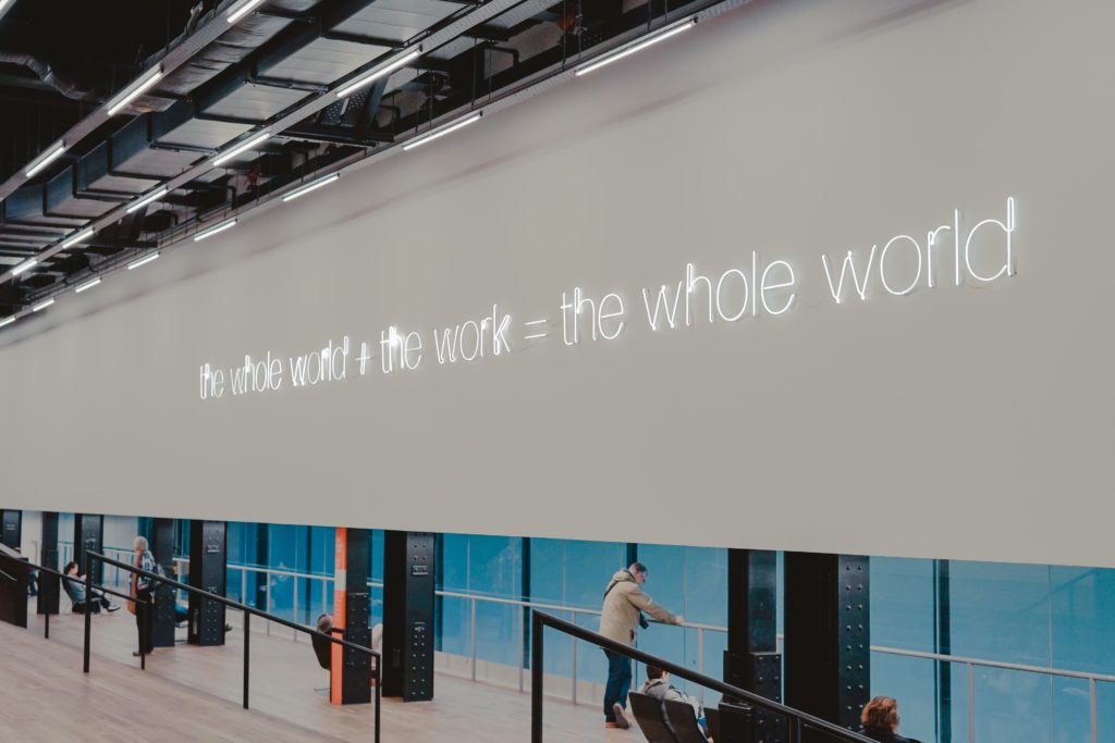 Neon sign at Tate modern