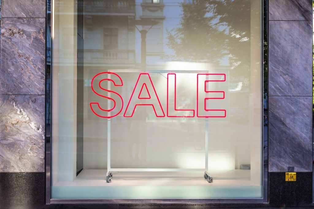 Sale sign on a shop window