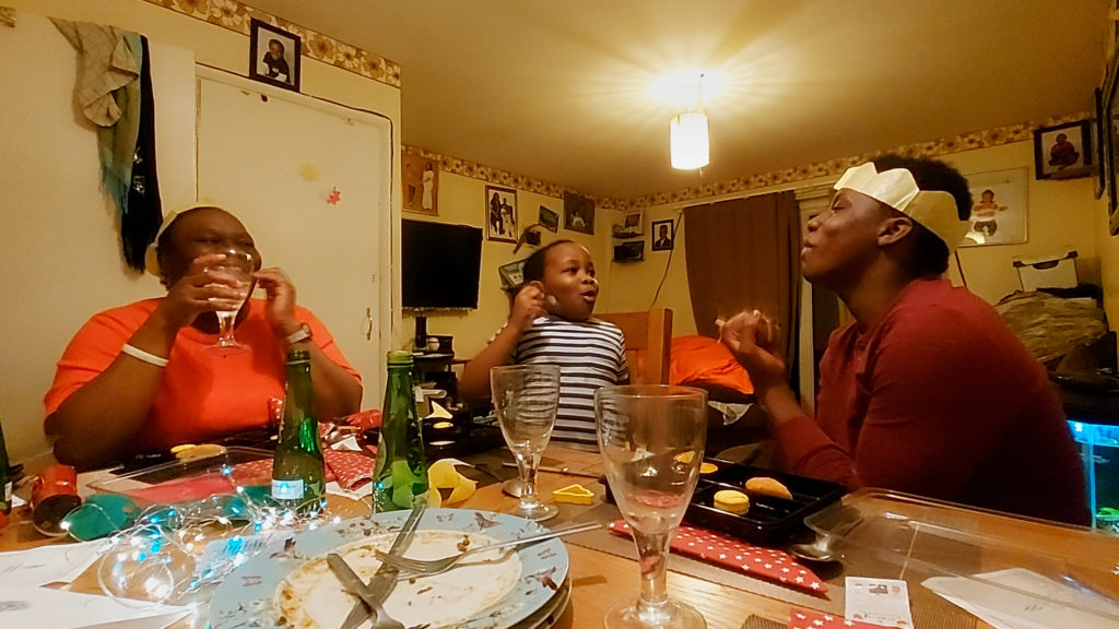 family enjoying a meal at home